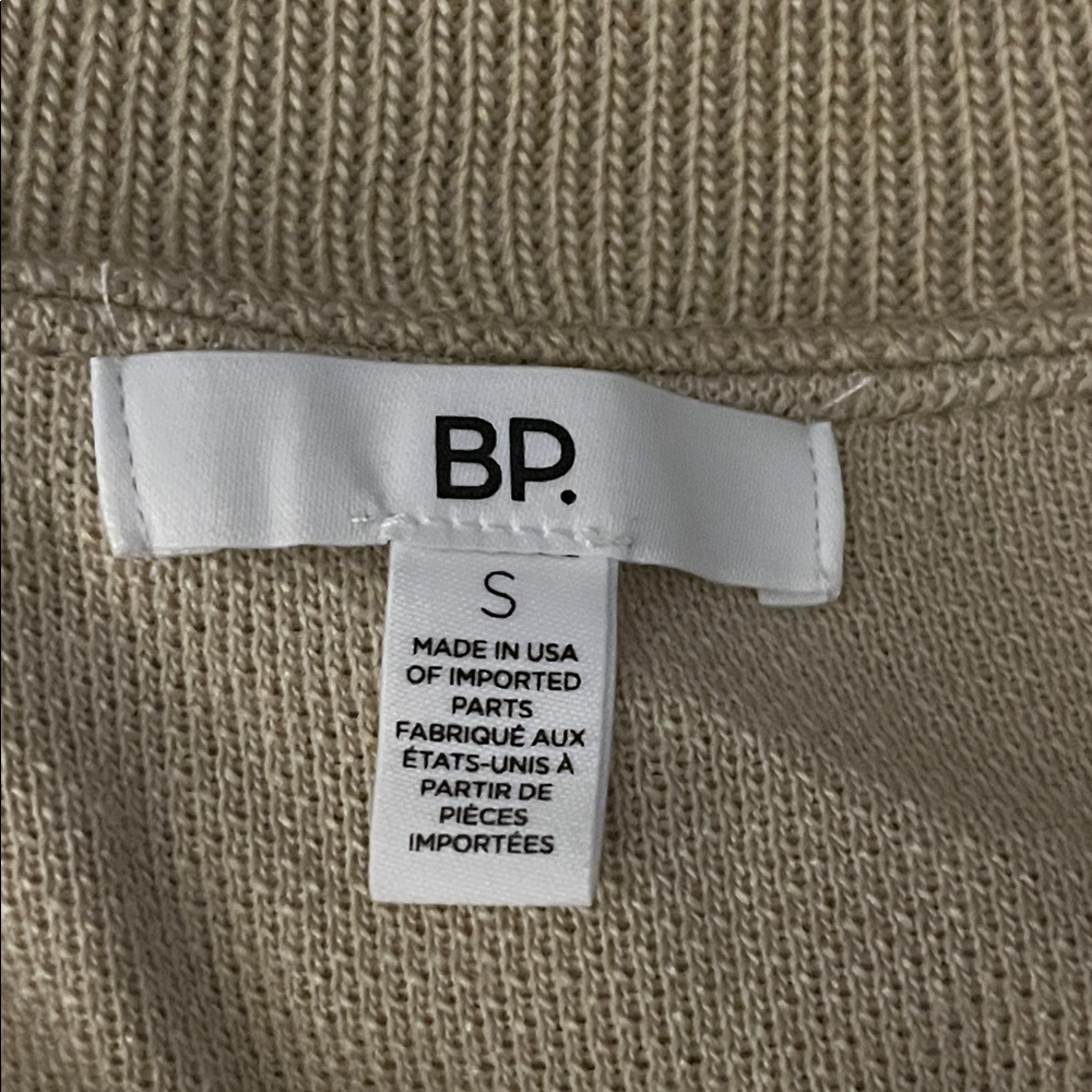 BP. Oatmeal Cropped Long Sleeve Polo Sweater Size Small - Picture 6 of 7